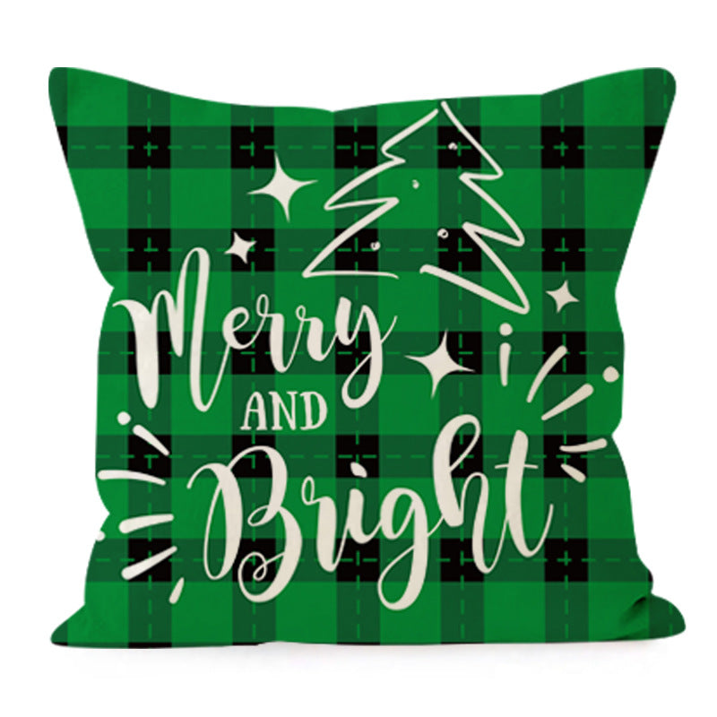 Wholesale New Plaid Christmas Linen Snowflake Letter Print Pillowcase